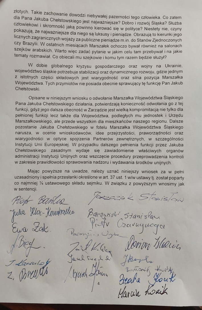 Radni PiS chcą odwołania Marszałka Chełstowskiego, 