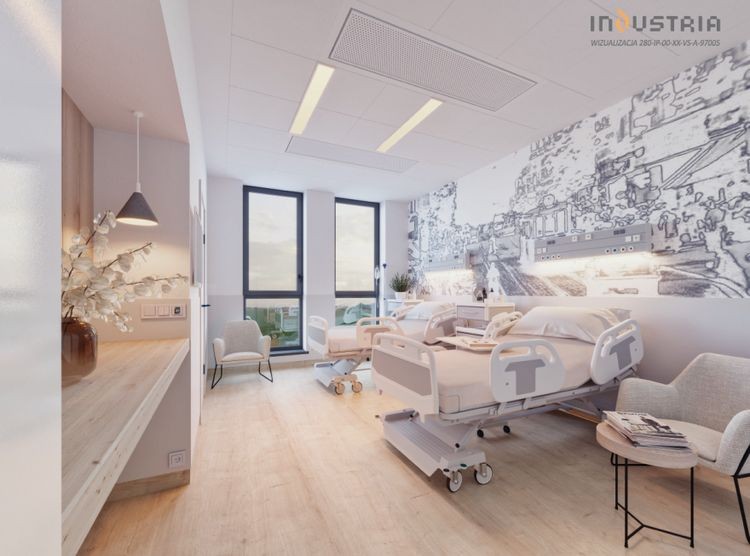 Gliwice zbudują szpital na 353 łóżka. Sale jak pokoje w hotelu, wizualizacje Industria Project