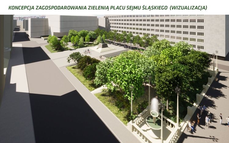 Katowice: zieleń zastąpi beton na placu Sejmu Śląskiego, 