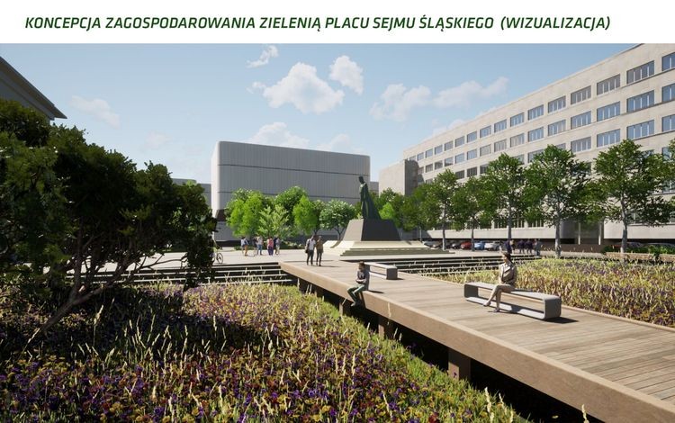 Katowice: zieleń zastąpi beton na placu Sejmu Śląskiego, 