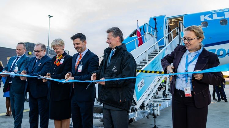Wstęga przecięta! Pierwszy KLM wylądował w Katowice Airport, Katowice Airport