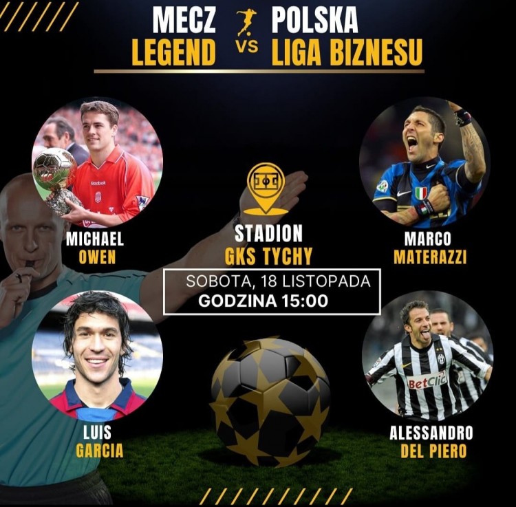 Mecz Legend w Tychach z Gwiazdami Światowego Futbolu i Polską Biznes Ligą, 