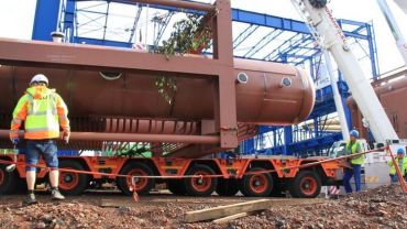 Transport i montaż 70-tonowych elementów kotłów w Elektrociepłowni Radlin